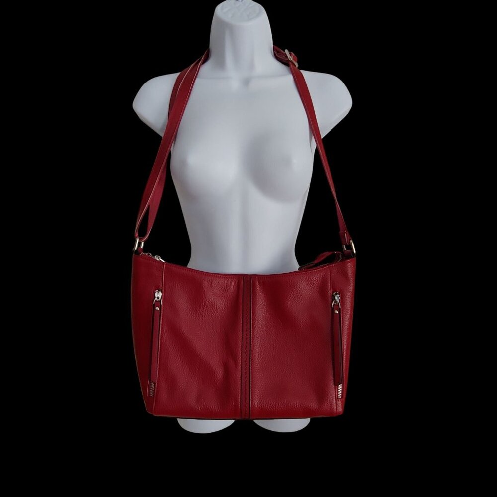 FZone Scarlet Red Pebbled Redefined Elegance Shoulder Tote Bag